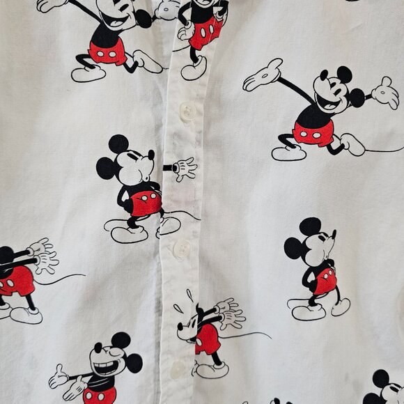 H&M Toddler Boy Classic Mickey Mouse White Button Down Shirt 5T - Picture 3 of 5
